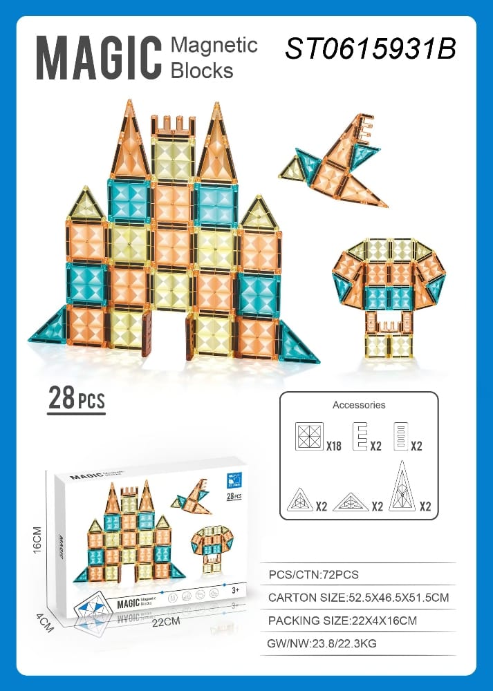 magnetic tiles blocks 28 pieces Magnetic tiles construction blocks 28 pieces