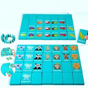 wooden alphabets and fruits matching game