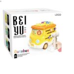 baby activity shape sorting bus for toddlers with music,light and hammer,maze,motor skills,sensory development game