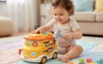 baby activity shape sorting bus for toddlers with music,light and hammer,maze,motor skills,sensory development game