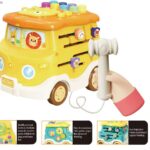 baby activity shape sorting bus for toddlers with music,light and hammer,maze,motor skills,sensory development game