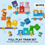 numbers learning train for kids with animal puppets