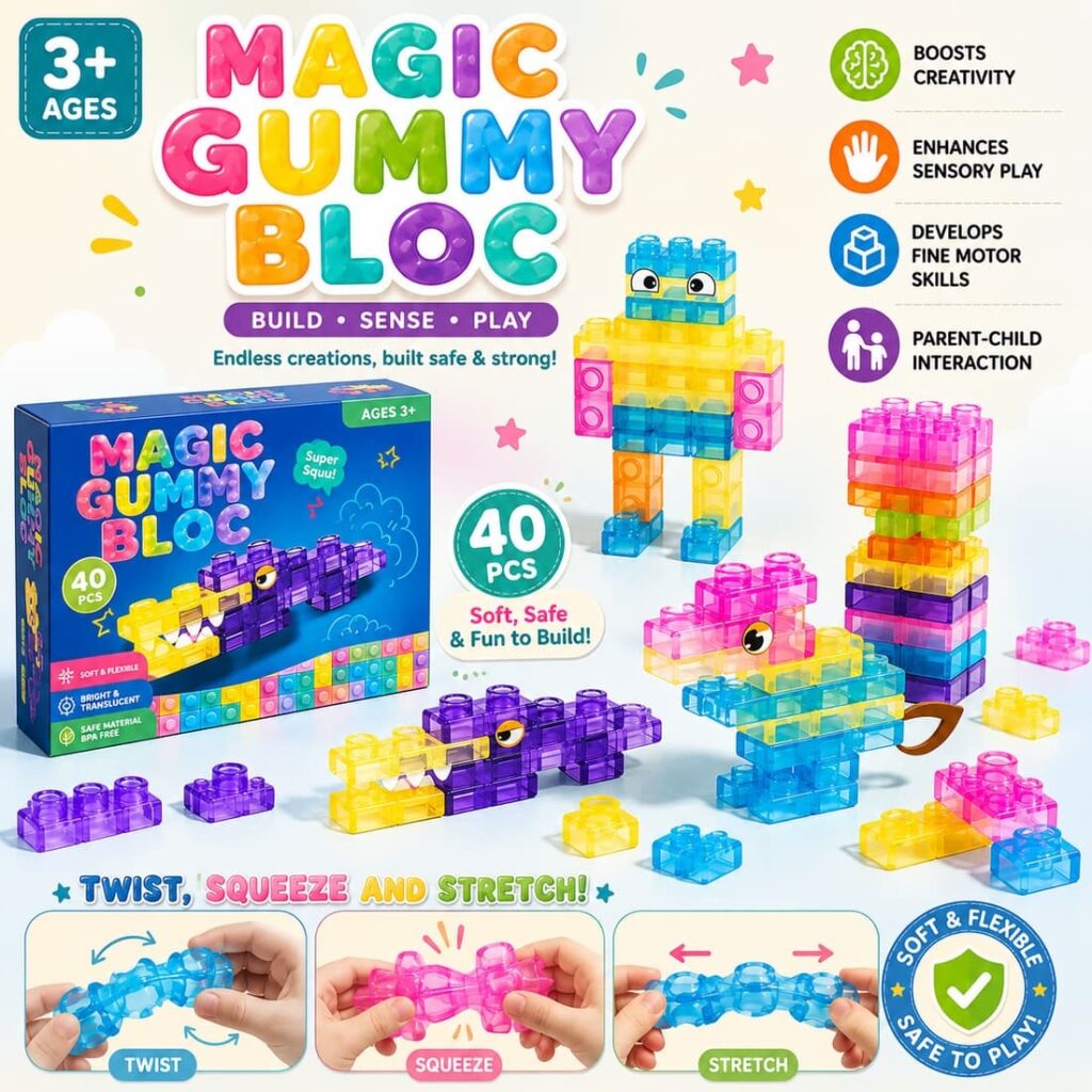 Soft Gummy Jelly Sensory Building Blocks For Kids 40 Pieces