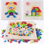 wooden peg board with gears